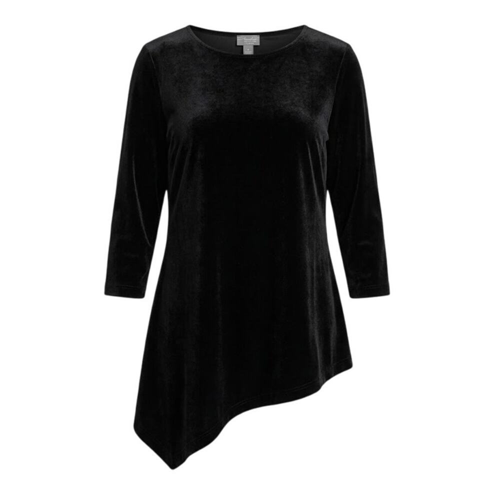 Chico's Travelers Womens S Whimsigoth Goth Minimalist Velvet Asymmetrical Top